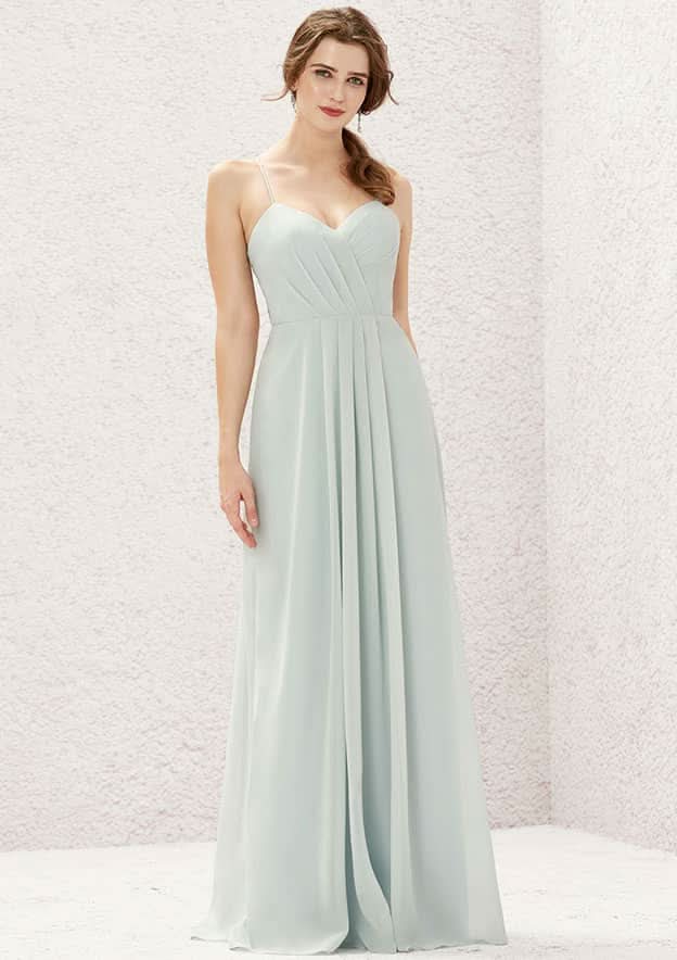Long/Floor-Length Chiffon Bridesmaid Dress, A-Line Cut, Sweetheart Neckline, Sleeveless, With Pleating BM bride