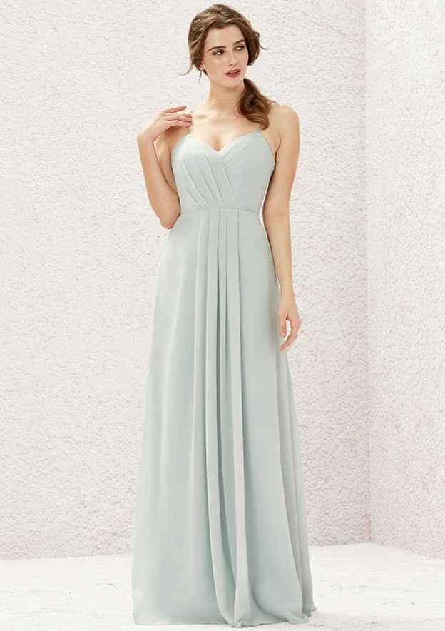 Long/Floor-Length Chiffon Bridesmaid Dress, A-Line Cut, Sweetheart Neckline, Sleeveless, With Pleating BM bride