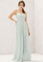Long/Floor-Length Chiffon Bridesmaid Dress, A-Line Cut, Sweetheart Neckline, Sleeveless, With Pleating BM bride