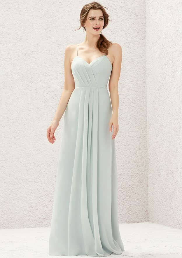 Long/Floor-Length Chiffon Bridesmaid Dress, A-Line Cut, Sweetheart Neckline, Sleeveless, With Pleating BM bride