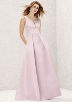 Long/Floor-Length Satin Bridesmaid Dress, A-Line Cut, Scoop Neck, Sleeveless BM bride