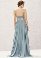 Asymmetrical Chiffon Bridesmaid Dress, Sweetheart Neckline, Sleeveless, With Pleats BM bride