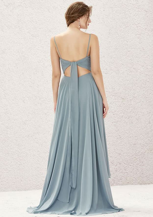 Asymmetrical Chiffon Bridesmaid Dress, Sweetheart Neckline, Sleeveless, With Pleats BM bride
