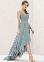 Asymmetrical Chiffon Bridesmaid Dress, Sweetheart Neckline, Sleeveless, With Pleats BM bride
