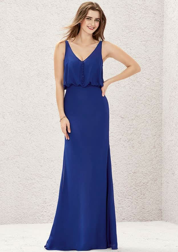 Long/Floor-Length Chiffon Bridesmaid Dress, V-Neck, Sleeveless BM bride