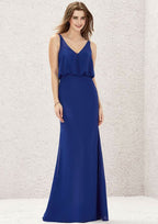 Long/Floor-Length Chiffon Bridesmaid Dress, V-Neck, Sleeveless BM bride