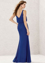 Long/Floor-Length Chiffon Bridesmaid Dress, V-Neck, Sleeveless BM bride