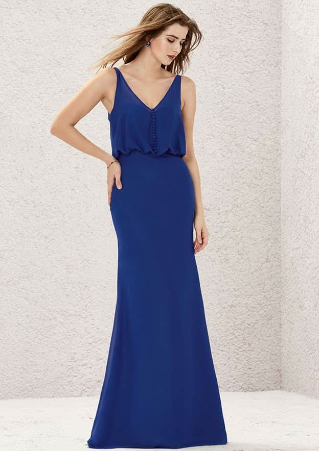 Long/Floor-Length Chiffon Bridesmaid Dress, V-Neck, Sleeveless BM bride