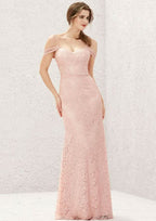 Long/Floor-Length Lace Bridesmaid Dress, Trumpet/Mermaid Cut, Sweetheart Neckline, Sleeveless BM bride