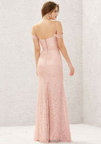 Long/Floor-Length Lace Bridesmaid Dress, Trumpet/Mermaid Cut, Sweetheart Neckline, Sleeveless BM bride