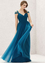 Long/Floor-Length Tulle Bridesmaid Dress, A-Line Cut, Sweetheart Neckline, Sleeveless, With Pleating BM bride