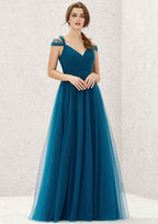Long/Floor-Length Tulle Bridesmaid Dress, A-Line Cut, Sweetheart Neckline, Sleeveless, With Pleating BM bride