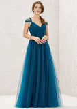 Long/Floor-Length Tulle Bridesmaid Dress, A-Line Cut, Sweetheart Neckline, Sleeveless, With Pleating BM bride