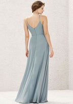 Long/Floor-Length Chiffon Bridesmaid Dress, A-Line Cut, Bateau Neckline, Sleeveless BM bride
