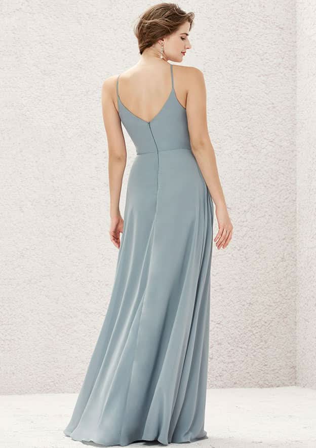 Long/Floor-Length Chiffon Bridesmaid Dress, A-Line Cut, Bateau Neckline, Sleeveless BM bride