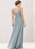 Long/Floor-Length Chiffon Bridesmaid Dress, A-Line Cut, Bateau Neckline, Sleeveless BM bride
