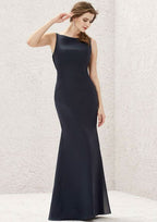 Long/Floor-Length Chiffon Bridesmaid Dress, Sheath/Column Cut, Bateau Neckline, Sleeveless BM bride