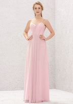 A-Line Sweetheart Floor-Length Sleeveless Chiffon Bridesmaid Dress With Pleats BM bride
