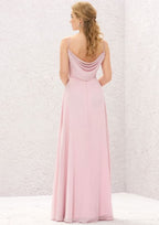 A-Line Sweetheart Floor-Length Sleeveless Chiffon Bridesmaid Dress With Pleats BM bride
