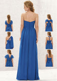 Long/Floor-Length Chiffon Bridesmaid Dress, A-Line Cut, Sleeveless, With Bandage Detail And Pleating BM bride
