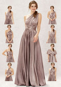 A-Line Floor-Length Sleeveless Charmeuse Bridesmaid Dress With Pleated Bandage BM bride