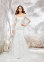 Enchanting Trumpet/Mermaid Wedding Dress: Illusion Neck Full Long Sleeve with Court Train and Lace Embroidery BM bride