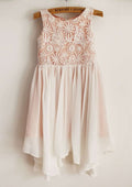 Knee-Length Lace Tulle Dress with Bowknot Sequins - A-line/Princess Scoop Neck Flower Girl Dress BM bride