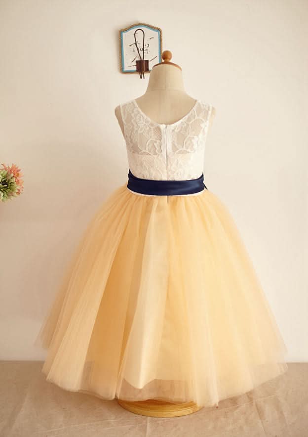 Knee-Length Taffeta Dress with Short Sleeves - A-line/Princess Scoop Neck Flower Girl Dress BM bride