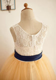 Knee-Length Taffeta Dress with Short Sleeves - A-line/Princess Scoop Neck Flower Girl Dress BM bride