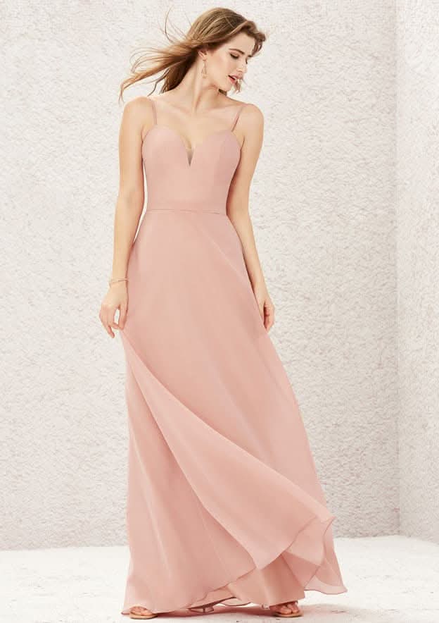 Long/Floor-Length Chiffon Bridesmaid Dress, A-Line Cut, Sweetheart Neckline, Sleeveless BM bride