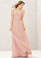 Long/Floor-Length Chiffon Bridesmaid Dress, A-Line Cut, Sweetheart Neckline, Sleeveless BM bride
