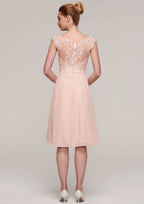 Knee-Length Chiffon Mother of the Bride Dress with Jacket Appliqued Beading, Sleeveless Bateau A-line BM bride