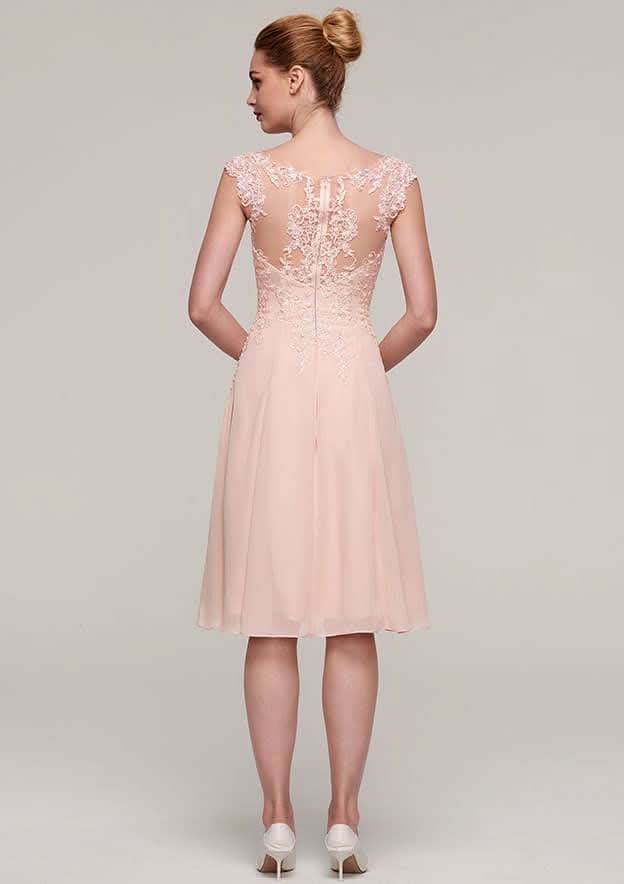 Knee-Length Chiffon Mother of the Bride Dress with Jacket Appliqued Beading, Sleeveless Bateau A-line BM bride