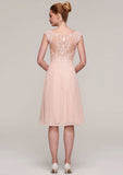 Knee-Length Chiffon Mother of the Bride Dress with Jacket Appliqued Beading, Sleeveless Bateau A-line BM bride