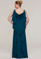 Long/Floor-Length Chiffon Mother of the Bride Dresses with Beading Ruffles, Sleeveless Sweetheart Sheath/Column BM bride