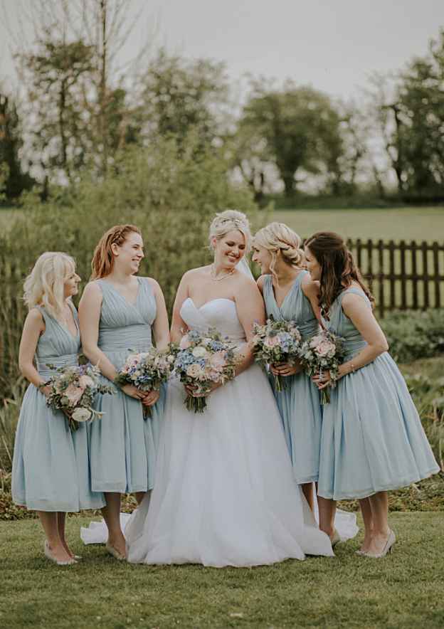 Tea-Length Chiffon Bridesmaid Dress, A-Line/Princess Cut, V-Neck, Sleeveless, With Pleated BM bride