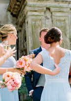 Long/Floor-Length Chiffon Bridesmaid Dress, A-Line/Princess Cut, Scoop Neck, Sleeveless, With Lace BM bride