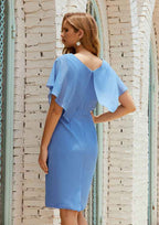 A-line V Neck Sleeveless Chiffon Knee-Length Mother of the Bride Dress BM bride