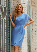 A-line V Neck Sleeveless Chiffon Knee-Length Mother of the Bride Dress BM bride