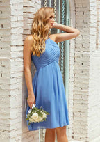 Short/Mini Chiffon Bridesmaid Dress, Empire A-Line Halter Style, Sleeveless, With Pleated BM bride