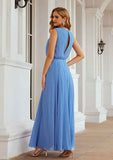 Long/Floor-Length Chiffon Bridesmaid Dress, A-Line Cut, Scoop Neck, Sleeveless BM bride
