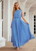 Long/Floor-Length Chiffon Bridesmaid Dress, A-Line Cut, Scoop Neck, Sleeveless BM bride