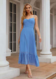 Tea-Length Chiffon Bridesmaid Dress, A-Line Cut, Sweetheart Neckline, Sleeveless, With Pleated BM bride