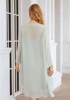 Knee-Length Chiffon Mother of the Bride Dress with Long Sleeves Jacket, Sweetheart Sleeveless A-line BM bride