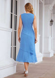 Tea-Length Chiffon Mother of the Bride Dress with Jacket, Pleated Bateau Neckline BM bride
