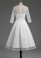Refined Bateau Full-Length Tea-Length Tulle Wedding Dress in A-Line/Princess Silhouette BM bride