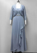 Sheath/Column Long/Floor-Length Chiffon Mother of the Bride Dress with Lace Ruffles BM bride