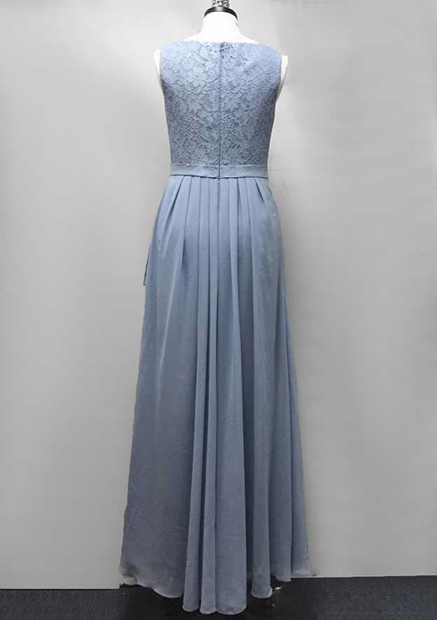 Sheath/Column Long/Floor-Length Chiffon Mother of the Bride Dress with Lace Ruffles BM bride