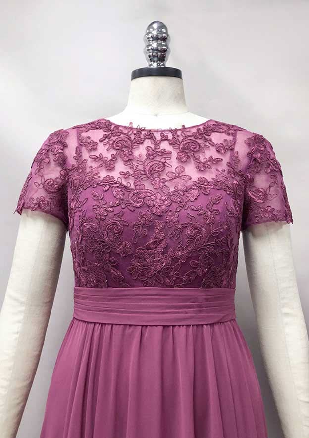 Sheath/Column Long/Floor-Length Chiffon Mother of the Bride Dress with Embroidery Pleated BM bride