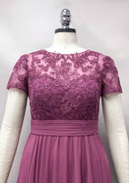 Sheath/Column Long/Floor-Length Chiffon Mother of the Bride Dress with Embroidery Pleated BM bride